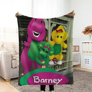 Animated Dinosaur Theme Print Multi-Functional Flannel Blanket, Thick Faux Fur Blanket, Bedroom Floor Blanket, Couple Custom Blanket, Extra Large Sofa Blanket, Living Room Floor Blanket