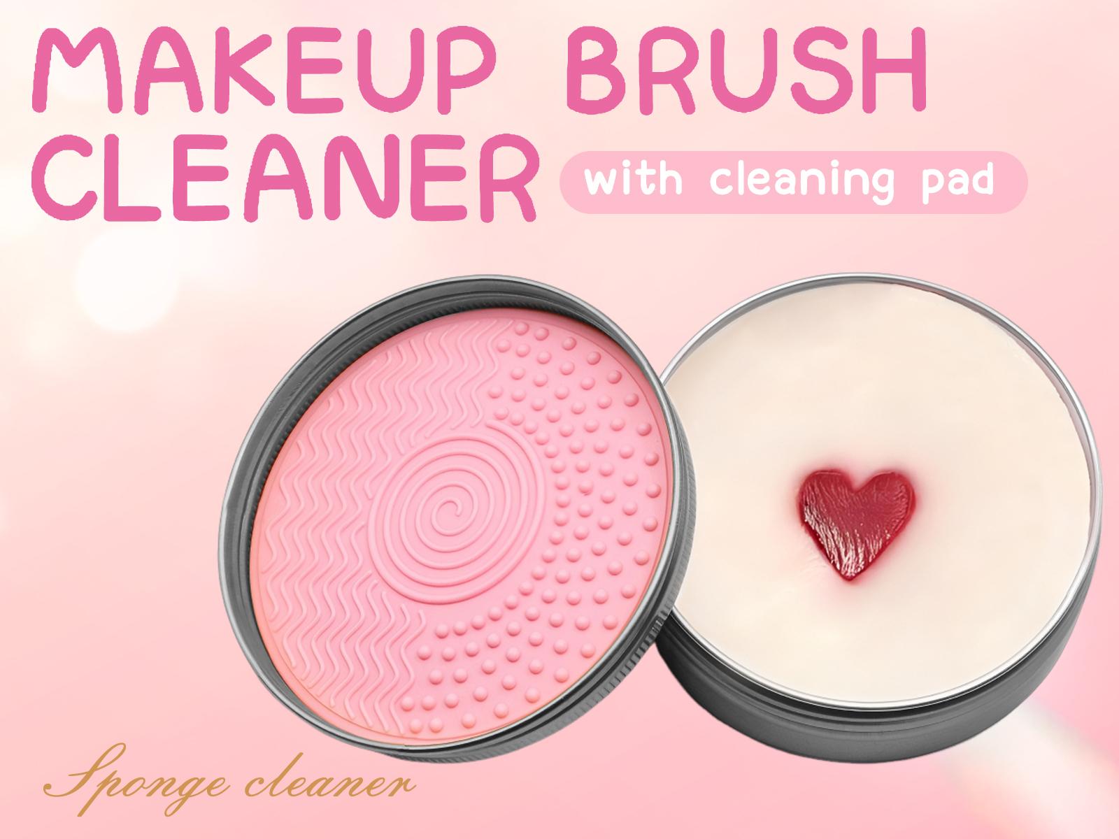 Makeup Brush Heart-Shaped Cleansing Soap Solid Soap Cleanser for Makeup Brushes Includes Color-Removing Sponge Brush Cleaning Pad Silicone Makeup Brush Cleaning Tool Removes Eye Shadow Pigment