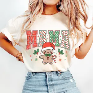 Christmas Mama T-Shirt, Retro Gingerbread Mama Claus Sweatshirt, Merry Mama Christmas Tree Cake Clothing, Mama Mini Holiday Candy Cane, Unisex Cotton Crewneck