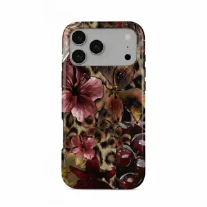 Cherry Coded Leopard and Hibiscus iPhone 17 Pro Shockproof Case for the Dark Feminine Aesthetic Girl, Cover for IPhone 17 Promax, 16 Promax