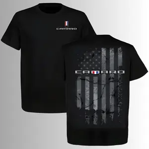 Camaro Distressed American Flag T-Shirt, 2 Sides, Chevrolet Muscle Car Tee