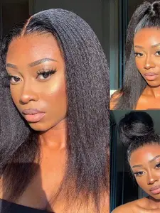 Fashion Yaki Wig, Ultra Soft 18 Inches, 180% Density, Synthetic Wig, Lace Front, Straight Hair, No Glue, Pre-Attached, Ideal for Women, Daily Use