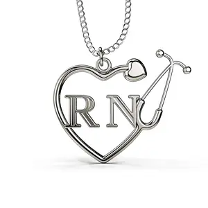 RN "Registered Nurse" Heart Shaped Stethoscope Necklace