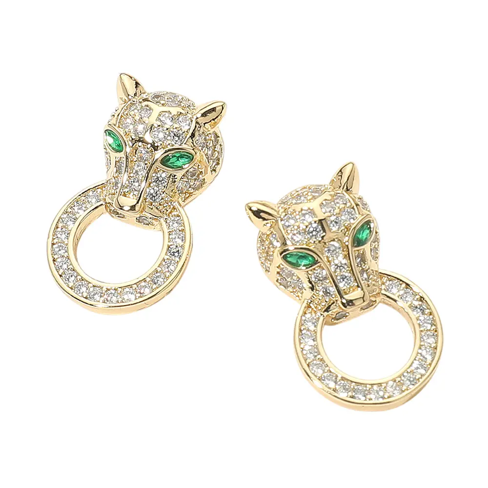 14K Paved Panther Stud Earrings - Elegant Design Comfortable Secure Versatile Jewelry for Casual Formal Outfits
