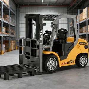 1:64 Scale Remote Control Forklift Truck, 2-In-1 Transformable Design with Lights & Sounds, Rechargeable Battery Included, Kids Toys