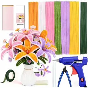 330 count Pipe Cleaners , Pipe Cleaner Flower Kit with Glue  & Flower Instructions, 8mm Thick Multi-Color Long Chenille Stems to DIY Pipe  for Holiday Gifts &  Decor