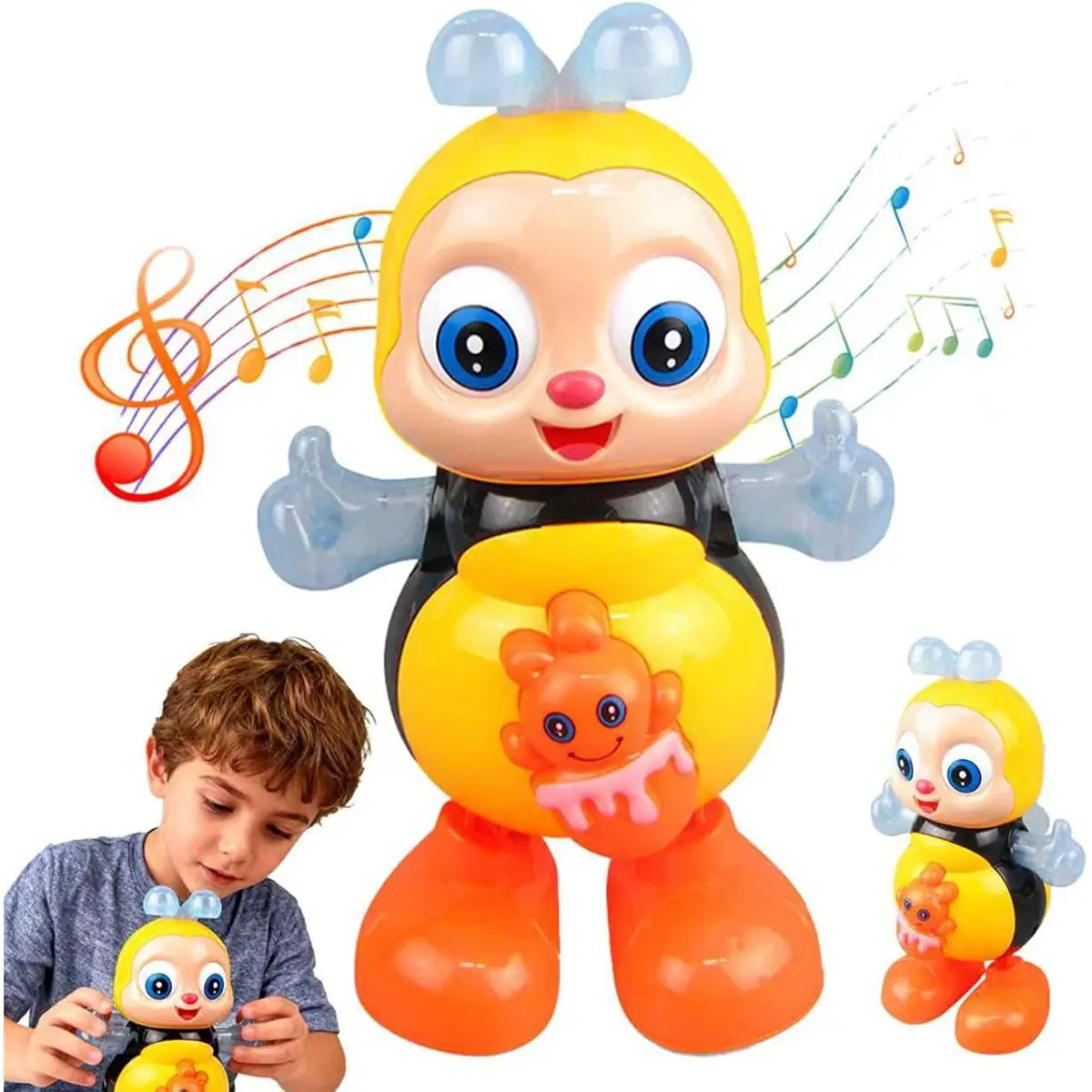 【Deals For You Days】Dancing Bee Toy - Musical Light Up Interactive Cartoon Toy with Lights, Educational Preschool Learning Sensory Stress Relief Item