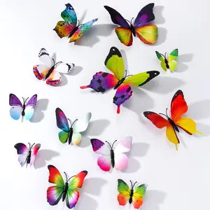 12pcs/Set Butterfly Wall Decorative Sticker, 3D Simulated Butterfly Sticker For Home Wall Refrigerator Window Decoration, Wall Art Stickers