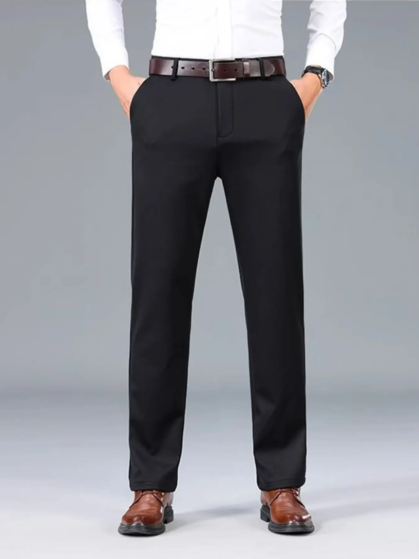 1 pair of elastic casual pants for middle-aged men, loose straight-leg trousers for elderly fathers, business-casual suit pants, Casual Comfy Trouser, plus-size men's pants, comfortable for daily commuting thro