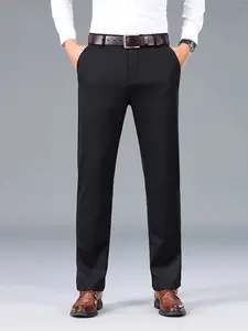 1 pair of elastic casual pants for middle-aged men, loose straight-leg trousers for elderly fathers, business-casual suit pants, high-elastic breathable non-tight plus-size loose and slim-fitting versatile men's pants, comfortable for daily commuting thro