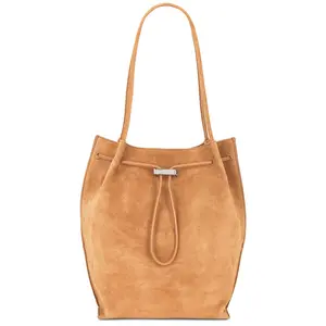 BY FAR Kayla Suede Shoulder Bag in Summer Tan