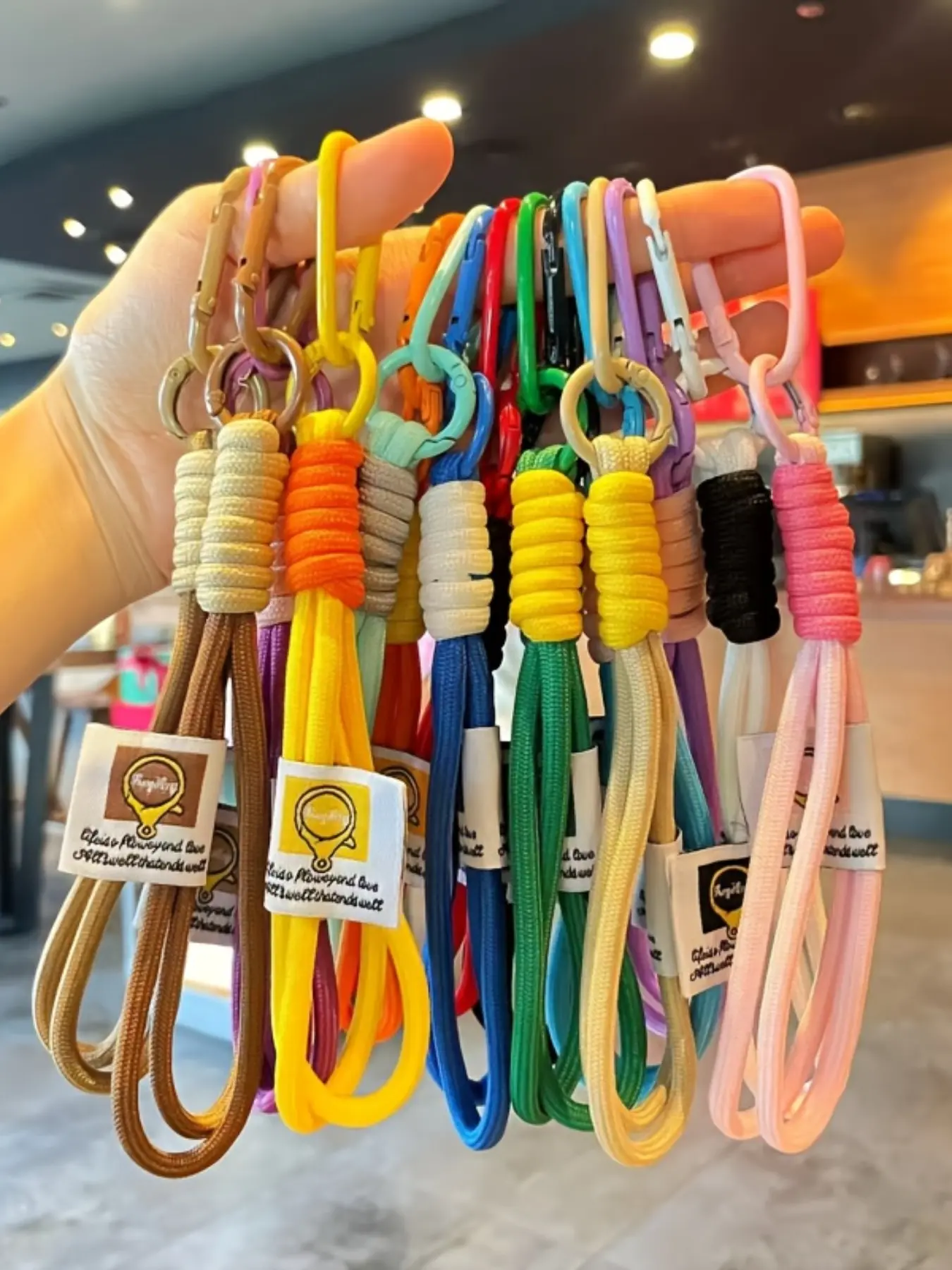 Paracord Braided Rope Keyring Woven Rope Charm Keychain, Keychain For Bags, Keychain Wristlet Strap, Carabiner Lanyards Braided Wrist Strap Charms Woven Hand Straps for Women Men, Handbag Backpack Purse, Phone Strap, Keys, Car Accessories