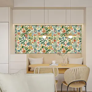 Floral Pattern Wall Sticker, Self Adhesive Removable Wall Decal, Peelable Waterproof Wall Decor for Home Living Room Bedroom Kitchen