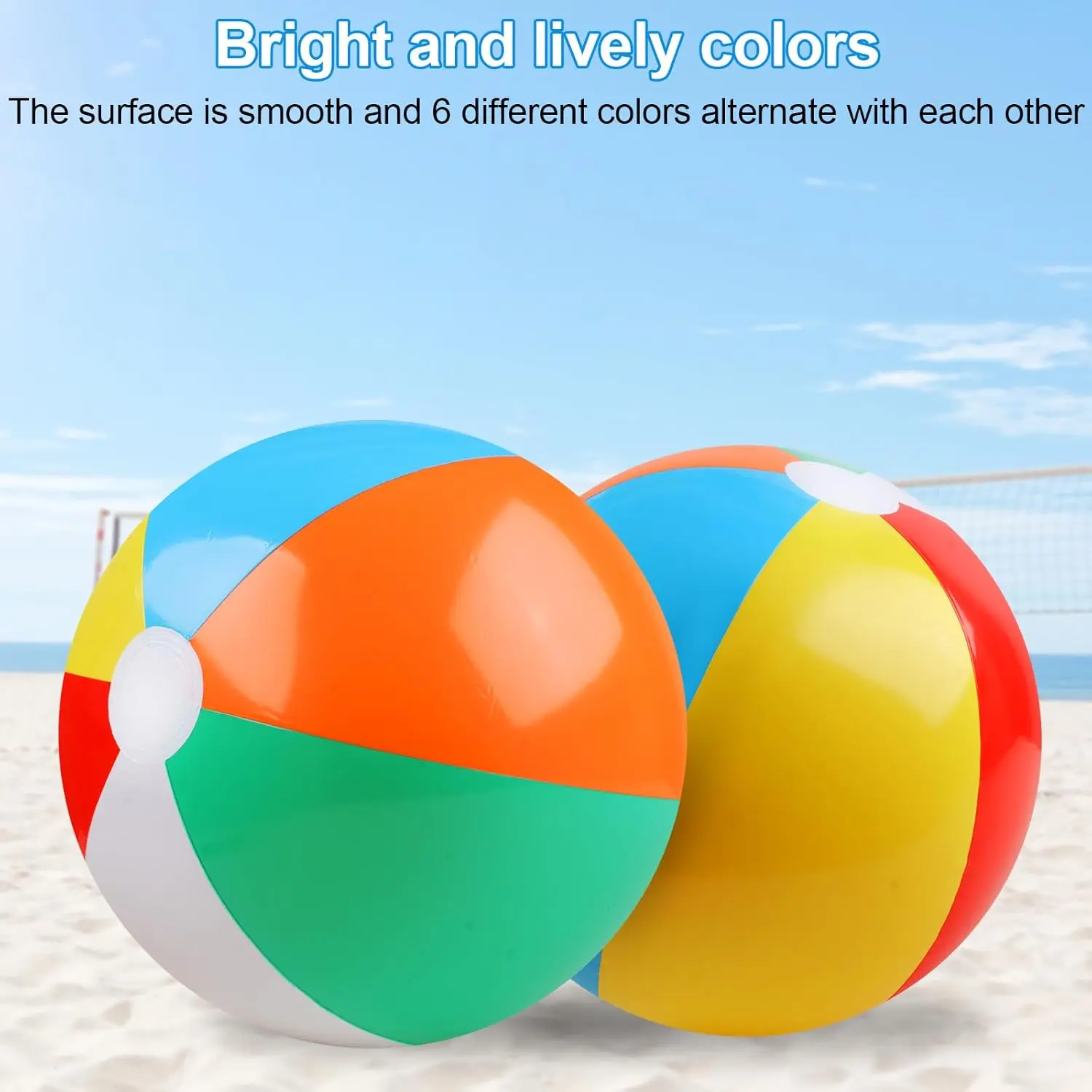 5-Pack Beach Balls, Rainbow Color Pool Toys Pool Balls for Swimming Pool, Beach Toys Inflatable Ball for Summer Parties and Water Games Family Fun
