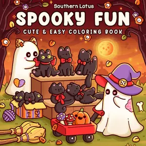 Spooky Fun: Coloring Book for Adults and Teens Featuring Cute Creepy Characters in Fun and Cozy Moments for Relaxation and Stress Relief (Spooky - Cute - Easy Coloring) Paperback