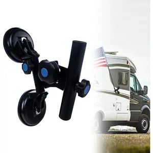 Flag Pole Kit for Trucks, SUVs, RVs, Trailers – Angle-Suction Cup Holder with 2 Bases, Fits Jeep, Campers, Boats/Yachts