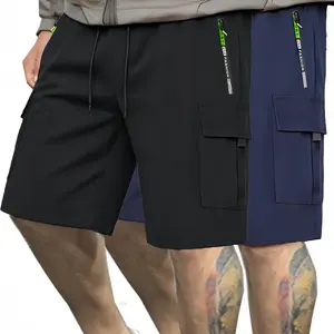 Men’s Cargo Shorts Set, Pack of 2 – Heavy-Duty Anti-Tear Fabric, Practical Pockets, Adjustable Waistband | Suitable for Sports, Hiking, Construction Work, Great Value Summer Set solid color work short, Knee Length Shorts, Outdoor Sports Shorts, Multi-Pock