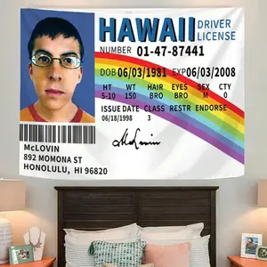 1 Pc Funny McLovin ID Flag Fake Driver License,Tapestry Banner Meme Tapestry With HD Printing,Cool Flags For College Dorm Room Decor And Bedroom Teen Gifts Birthday Graduation signature decorative home Vintage Heated Rivalry Eilish