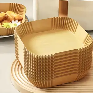 Disposable Air Fryer Paper Liners, 100 Pack Square Non-Stick Parchment Paper Sheets, Kitchen Bakeware Baking Supplies & Accessories, Oven Safe Cooking Mats