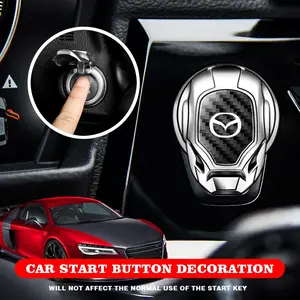 Mazda Car One-Button Start Carbon Fiber Color Protection Cover, Ignition Switch Decoration, Automotive Interior Modification Part