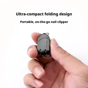 Smooth Stainless Steel Slanted-Edge Nail Clippers Keychain Set - Aesthetic, Gentle, Ultra-Compact Foldable Mini Trimmer, Portable Travel & Daily Manicure Home Supplies, Party Gift Item