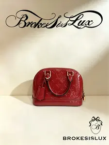 Pre-owned Louis Vuitton Red Vernis Monogram Alma BB Top Handle Bag