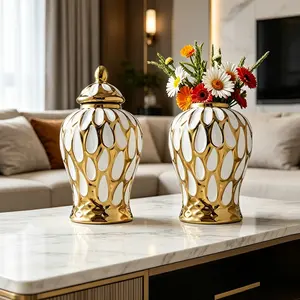 European Style Creative Luxury Ceramic Vase, Decorative Bottle for Home Decoration, Indoor Desktop Arrangement, Floral Water Cultivation