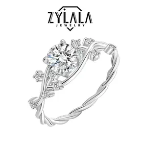 [218] 1/2CT Synthetic Moissanite Ring Round Cutting Luxioury Design 925 Sterling Silver Promise Ring Engagement Wedding Gift