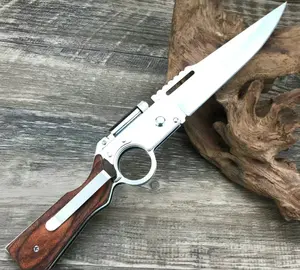AK47 Flipper Pocket Knife with Flashlight, Portable Folding Knife