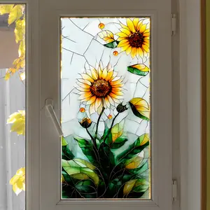Sunflower Glass Window Cling Sticker, 45x100cm Decorative Privacy Film, No Glue Required, Anti-Spy Protection for Home & Office Use
