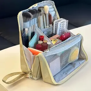 Makeup Bag With Multiple Functions And Large Capacity, Capable Of Standing Upright And Storage Bag Divided Into Zones And Layers, Portable Multifunctional Toiletry Bag, Pencil Case, Suitable For Both Mal, Portable Cosmetic Bag, Makeup Organizer Pouch