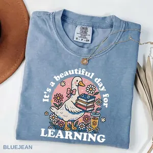 Comfort Colors It’s a Beautiful Day for Learning TShirt – Cute Goose Teacher Tee – Back to School TShirt – Learning read Tee