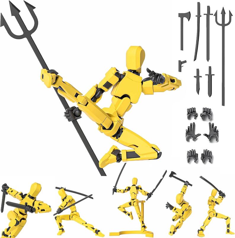 [2025 Upgrade] [Assembly Required] 3Pcs Dummy 13 Action Figures with Magnetic Suction Function, Lucky Titan 13 Action Figures, Multi-Jointed Movable，with 3 Hand-Shapes, 7 Weapons, Brackets Play Options Display