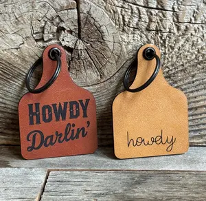 Howdy Darlin' Cow Tag Keychain - Western Rodeo Gift
