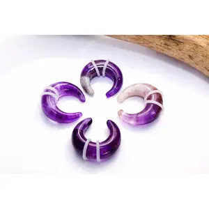 Amethyst Pinchers Polished Purple Stone Gauges 4mm-6mm Septum and Ear