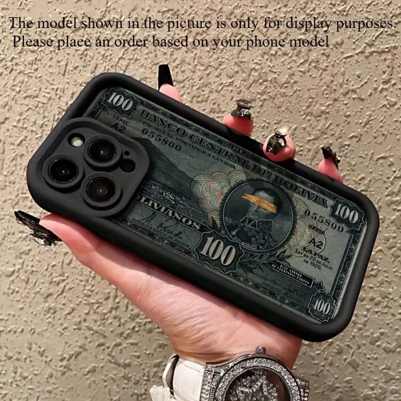 Personality Money Pattern Silicone Phone Case, Shockproof Drop-Protection Rugged Durable Cover for iPhone 17,16,15,14 Pro Max,13,12,11,Air,XR,XS,Plus - Mobile Phone Accessories
