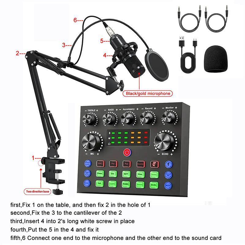 ZealSound Podcast Equipment Bundle, BM800 Podcast Microphone Bundle with V8s Voice Changer, Condenser Microphone Recording Studio Package for Podcasting Live Streaming Singing PC Mobile TikTok YouTube