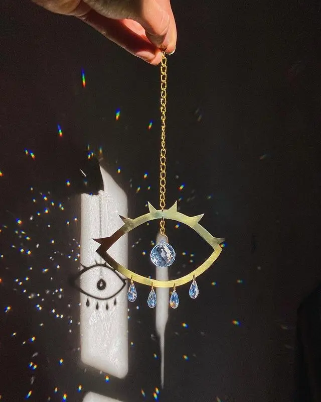 EVIL EYE CRYSTAL SUNCATCHER Home Ornament Decor Hanging Hangable Decoration