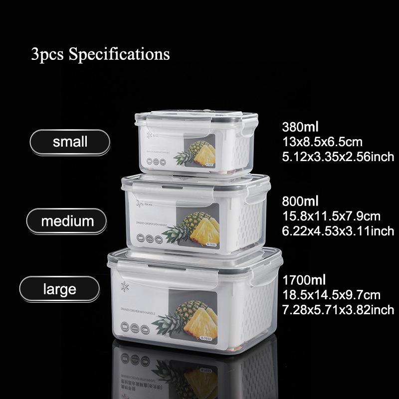 5pcs/3pcs Fridge Storage Organizers - Leakproof Food Storage Containers with Removable Colander - Dishwasher & Microwave Safe Containers,Keep Fruits, Vegetables, Berry, Meat Fresh Longer