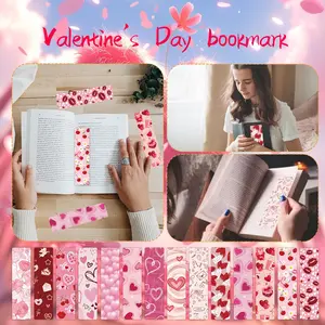 24Pcs Pink Romantic Valentine's Day Paper Bookmarks, Decorative Bookmarks, Artistic Flair, Minimalist DIY Decor for Book Journal Notebook Marking Valentine Gift