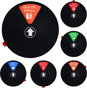 Rotating Office Door Sign with State Diagram - 6" Magnetic & Adhesive Privacy Sign with 6 Status Modes (In A Meeting/Working Remotely/Back Soon/Do Not Disturb/Out Of Office/Please Knock)
