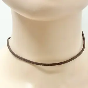 Brown Black Faux Leather Suede Cord Necklace Hand Made