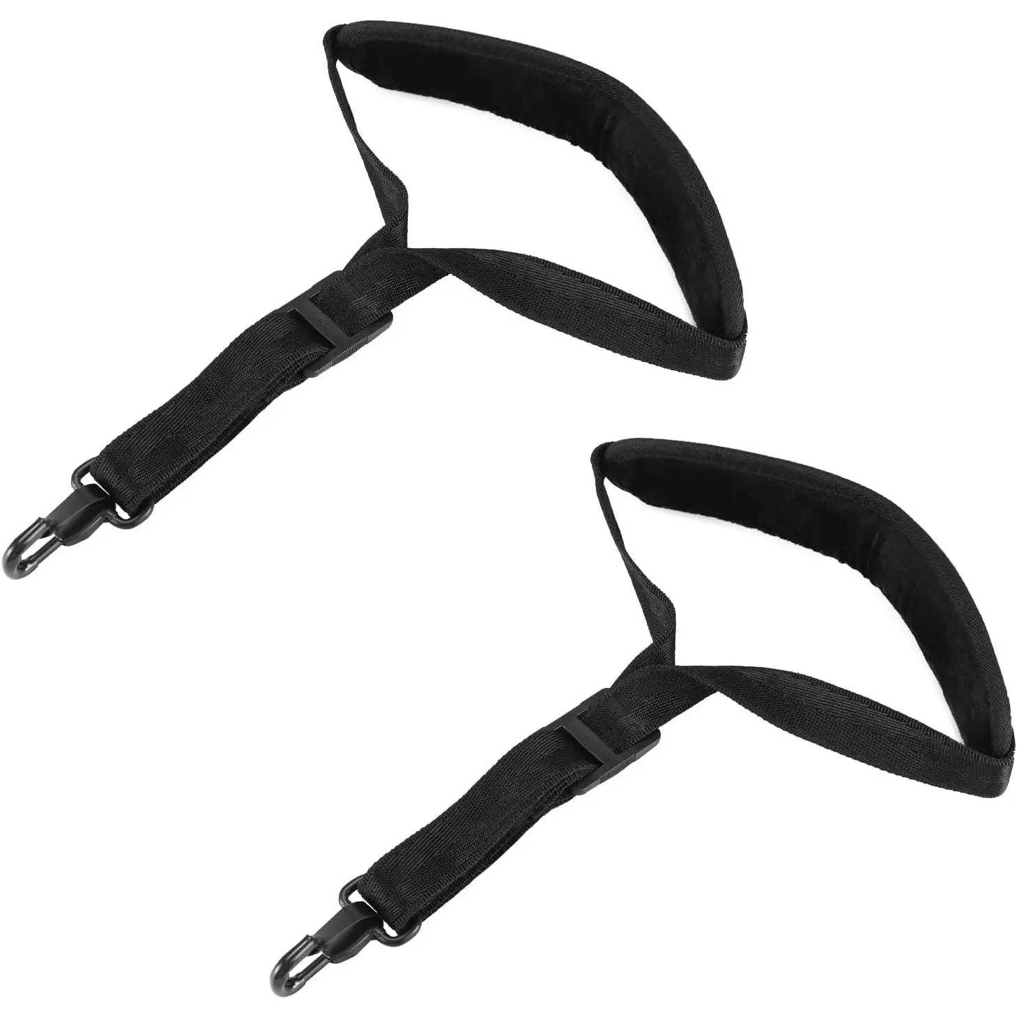 2 Pack Adjustable Soft Leather Padded Saxophone  Strap for Alto Tenor Baritone Soprano with Rubber-Covered Metal Hook - for Saxophones, Oboe, English Horn, Bassoon, Clarinet