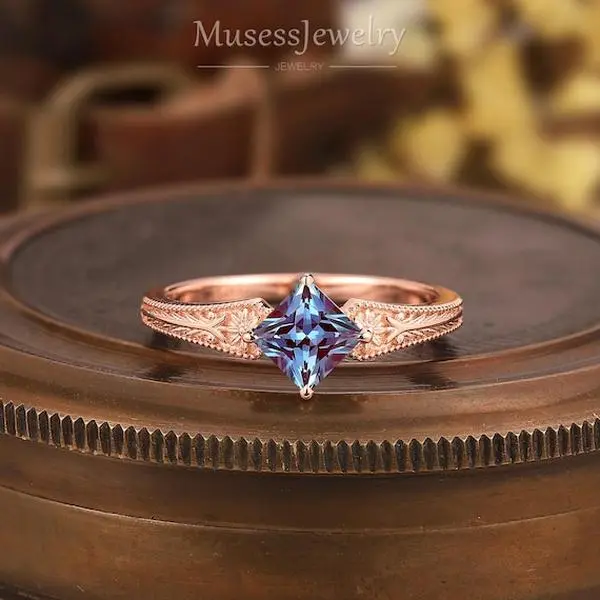 Alexandrite Engagement Ring, Classic Design
