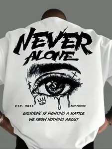 Men's Summer Round Neck Short Sleeve T-Shirt, Large Letter Graphic Print, Soft Comfortable Casual Fit, Perfect for Daily Wear