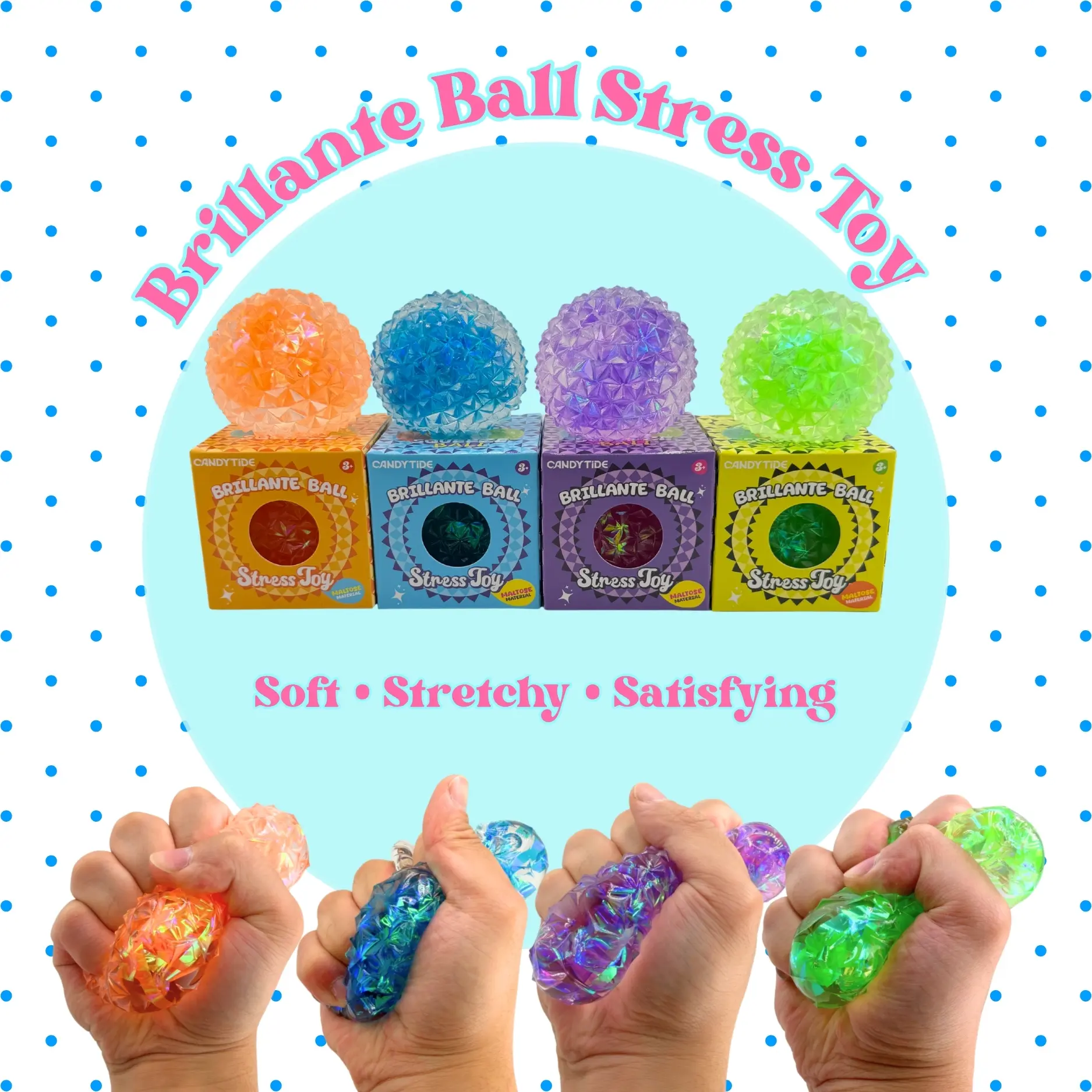 Brilliant Crystal Squishy Ball – Soft Stretchy Stress Relief Toy