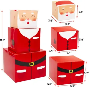 12 PCS Xmas Decorative Stacking Gift Boxes with Lids for Holiday Winter Party Decor Supplies