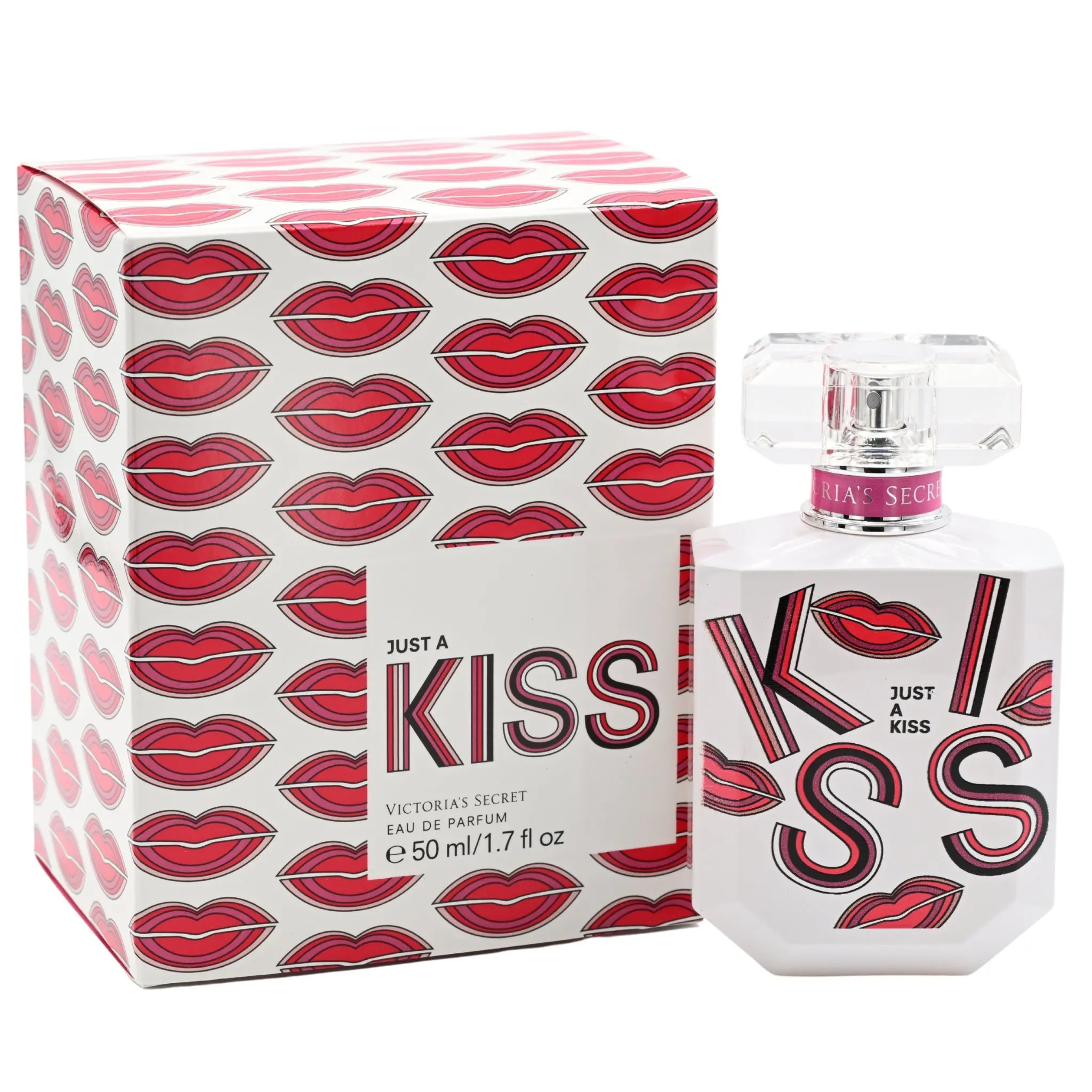 Victoria's Secret Just a Kiss Eau de Parfum for Women, Sweet Floral Scent with Peony and Pink Pepper, Delicious in Mouth, 1.7 fl oz, Single Item, Spicy, Signature Scent, Edp, Female Wear, Peony Base
