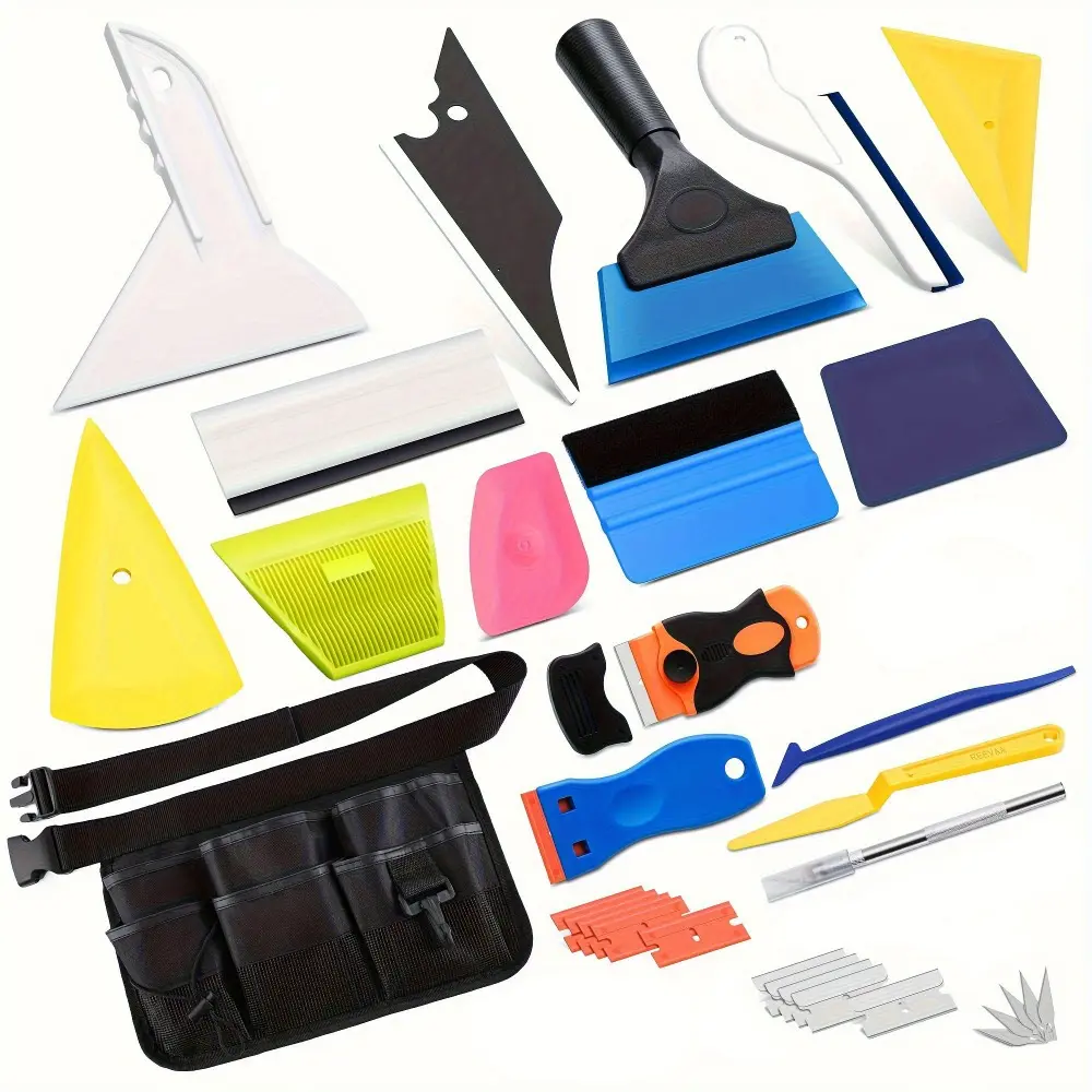 Tool Waist Bag Kit Car Window Tint Tool Kits Vinyl Wrap Tools Window Tint Squeegee Felt Squeegee Razor Scraper for Auto Wrapping Tool Kit Set Tool Accessories Premium Kit Complete Kit