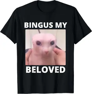 Cotton Graphic Tees Streetwear Bald Bingus My Beloved Hairless Sphinx Cat Bingus Cat Meme T-Shirt